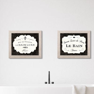 French Bathroom Le Bain Sign Vintage Farmhouse Wall Decor