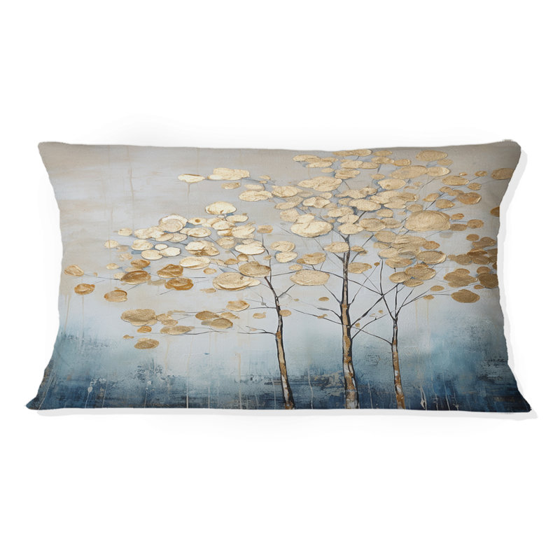 Coussin décoratif or et bleu Harmony IV - Trees