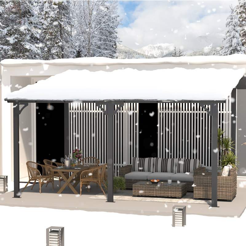 Pergola en aluminium avec auvent, 14 pi x 10 pi, Noir