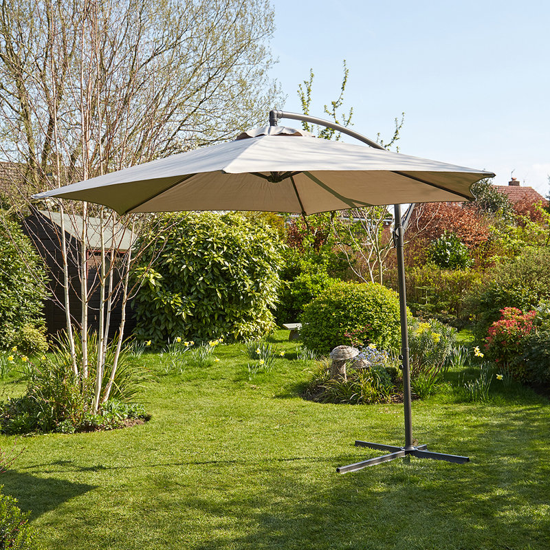Gozo Aluminium 3m Overhanging Cantilever Vented Parasol, Grey