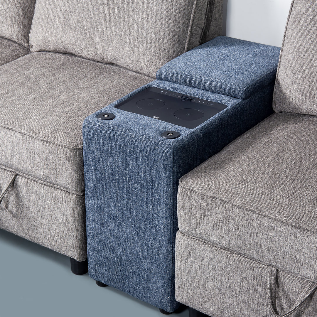 Madella Audio Smart End Tables with Storage and Built-in Outlets,Power Grommet for Sofa Sectional Hokku Designs 