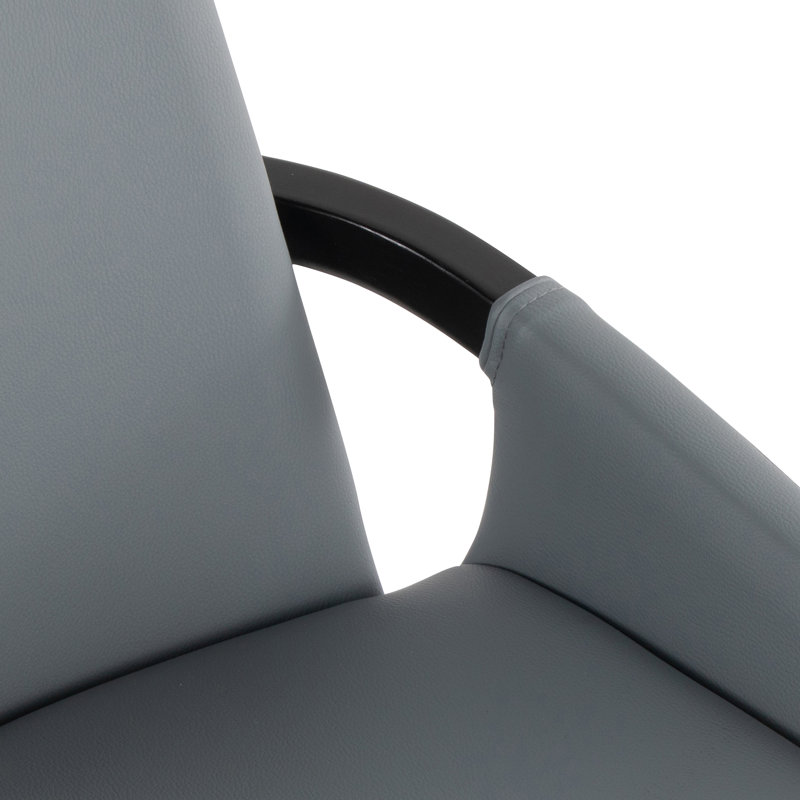 Chaise en bambou noir et similicuir gris, Gris