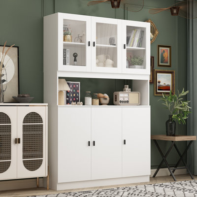Modern Coulter Cabinet With Glass Doors, Adjustable Shelves, And Ample Storage Space For Kitchen, Dining Room, Or Living Room by Latitude Run