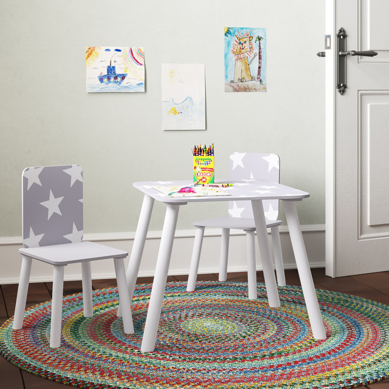 Crow Kids Square Play Or Activity Table and Chair Set, Grey
