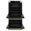 ZLINE Autograph 30 in. True Convection Double Wall Oven in Stainless Steel & Gold Helix Handles