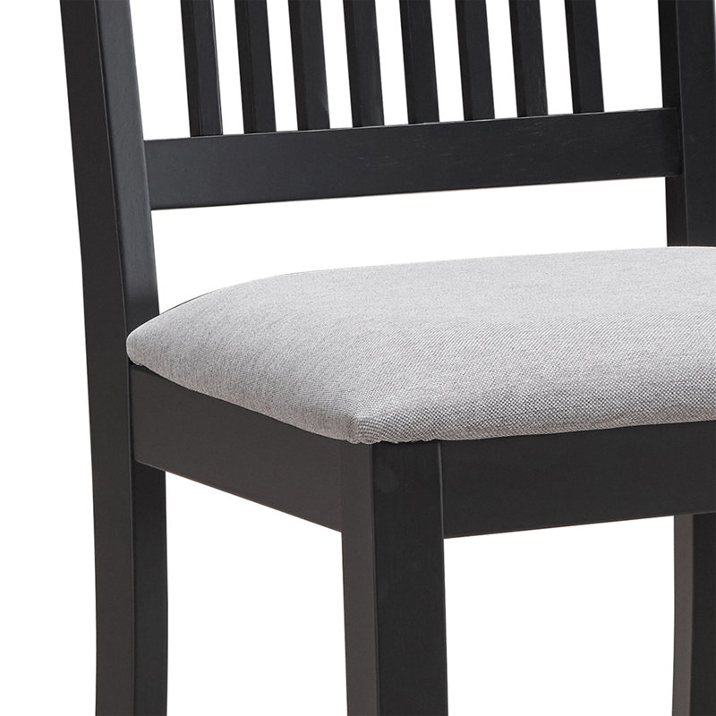 Swick Upholstered Solid Wood Slat Back Farmhouse Dining Side Chair, Black