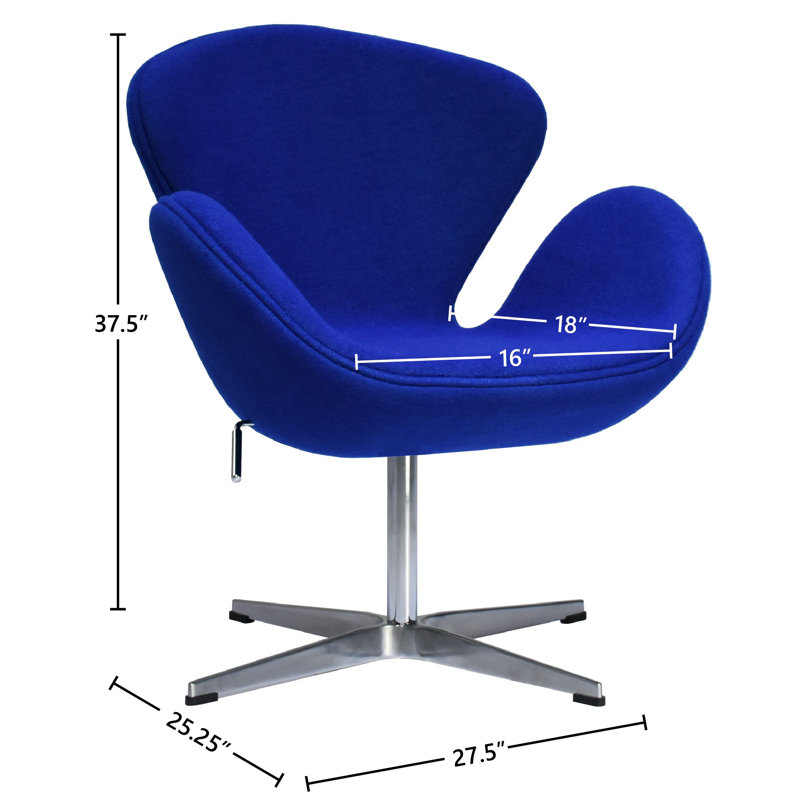 Fauteuil de bureau pivotant rembourré Iasos, Laine bleue