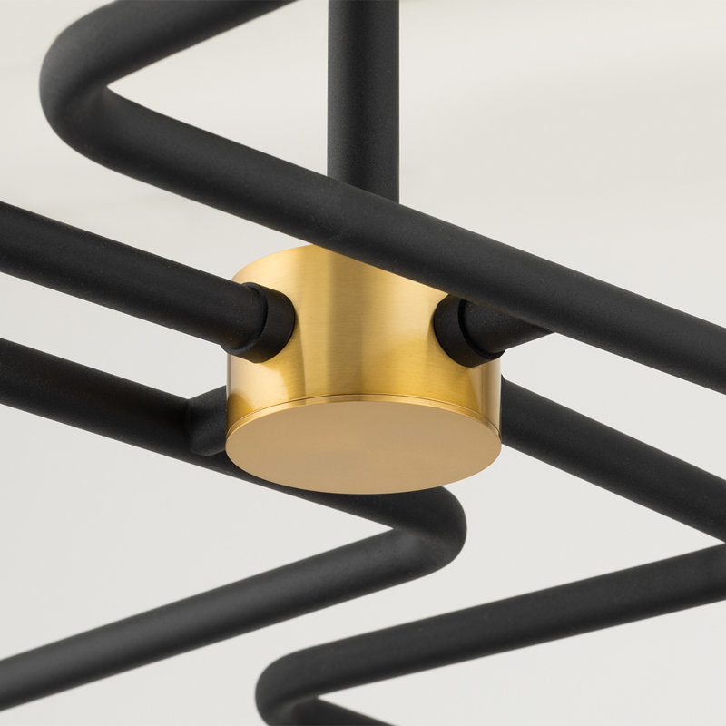 Jena 6 Light Semi Flush, 10.25" H x 67.75" W x 40" D, Polished Nickel/Textured Black