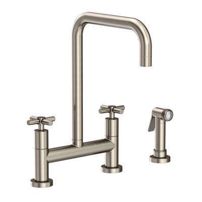 East Square Kitchen Bridge Faucet with Side Spray