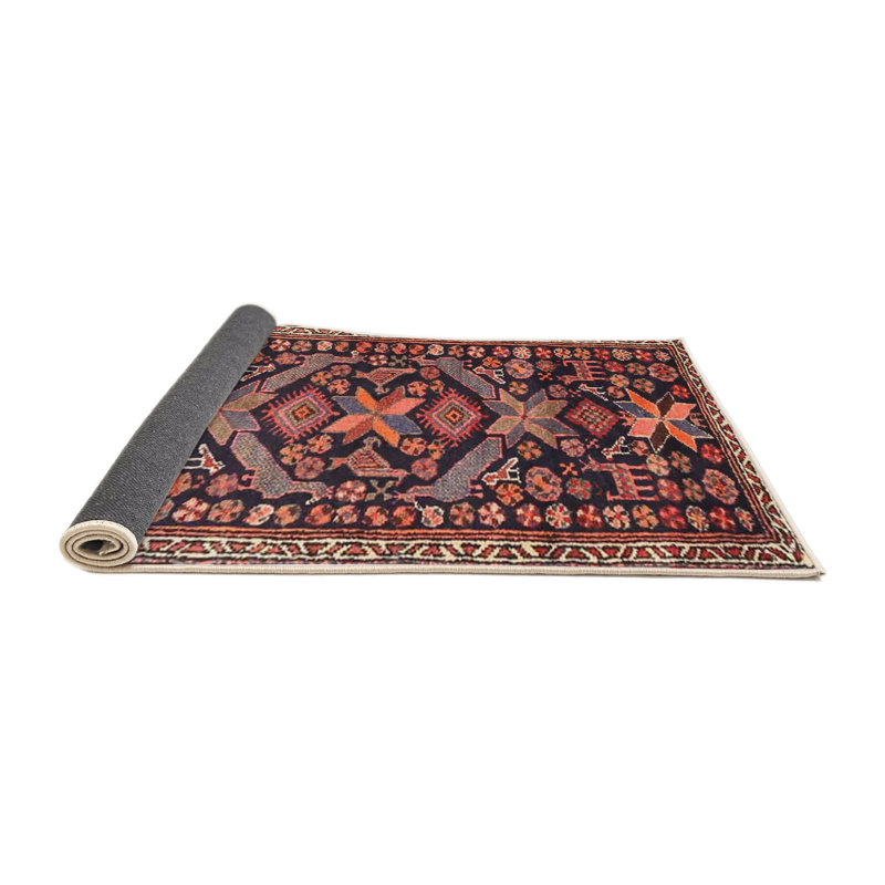Tapis traditionnel rouge / bleu, Rond 3 pi