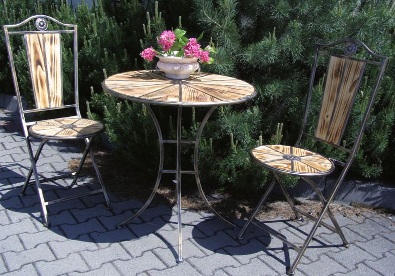 Round Solid Wood Outdoor Bistro Table - 70 cm W 70 cm D