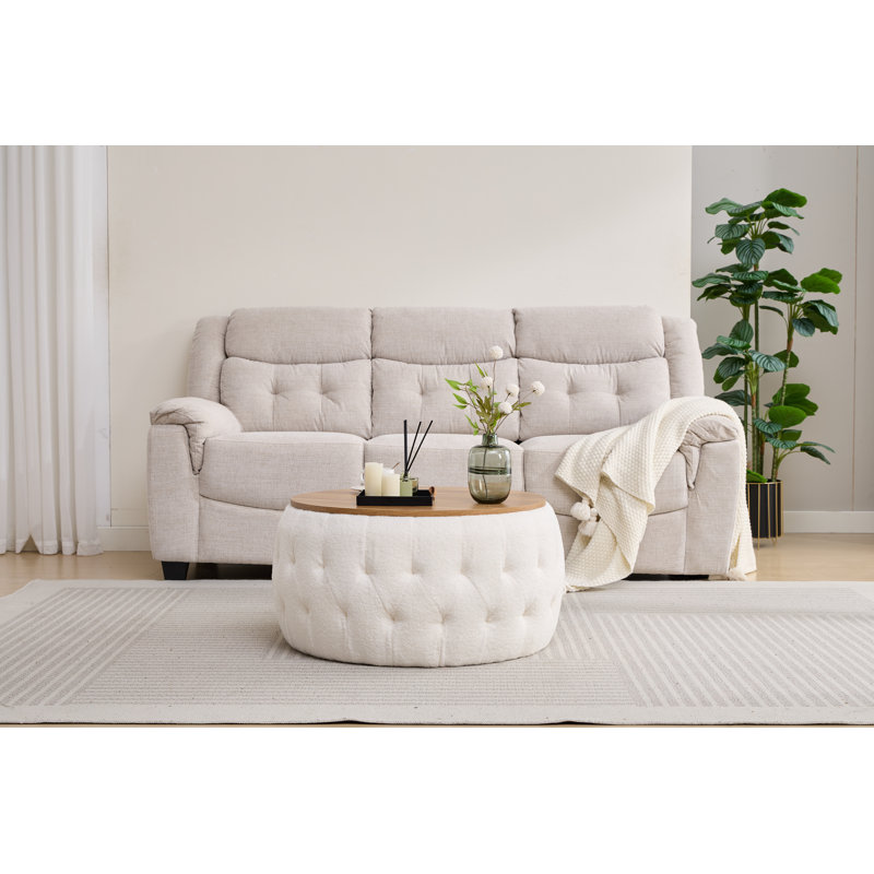 Table basse rembourrée Yesmi, Brun / Blanc