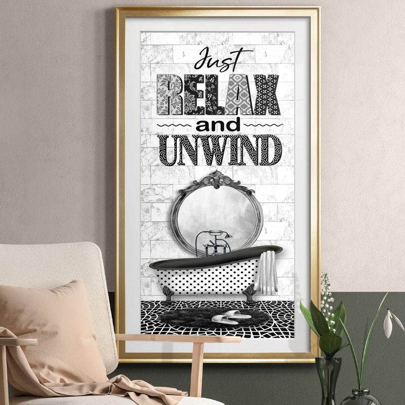 Just Relax - Art textuel avec cadre photo, H 14,5 po x l 26,5 po x P 1,5 po, Doré