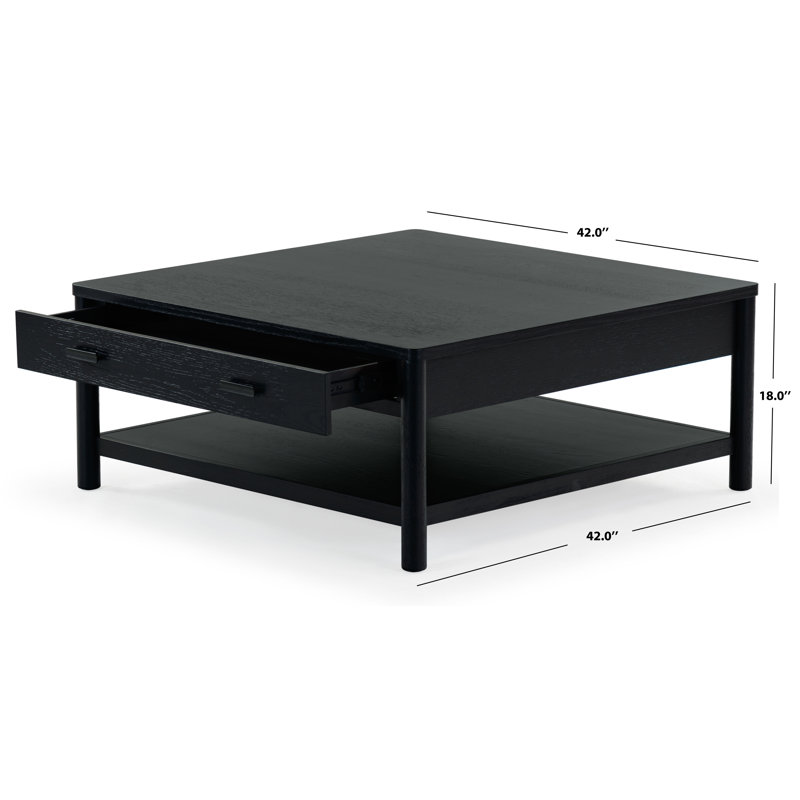 Jaylessa Wood 1 Drawer Coffee Table, Black