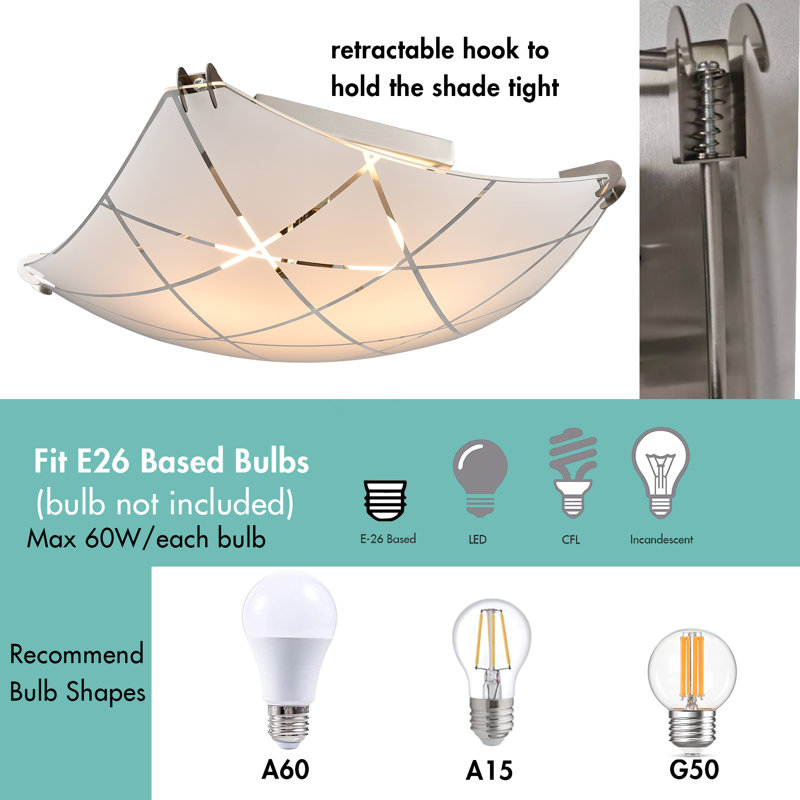 Modern Gold Ceiling Light with Square Curving Shade Dimmable, Brushed Nickel