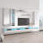 126" Modern Floating Wall Mounted Entertainment Center with 16-Color LED Lighting, High Gloss Finish-1111192190