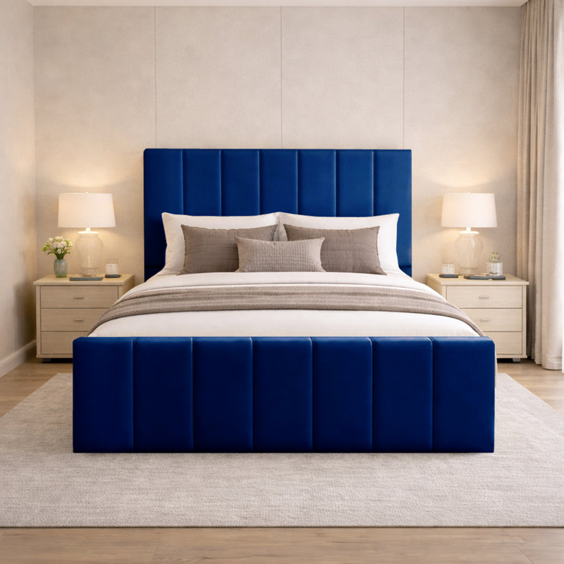 Connell Upholstered Storage Bed Frame, Marine, Double (4'6)