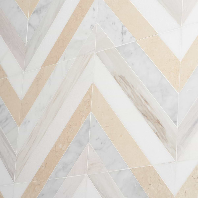 Bowery 8x8 Chevron Polished Marble Mosaic Tile