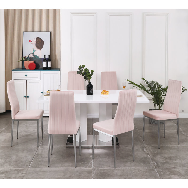 Brittlynn 6 - Person Dining Set, Pink