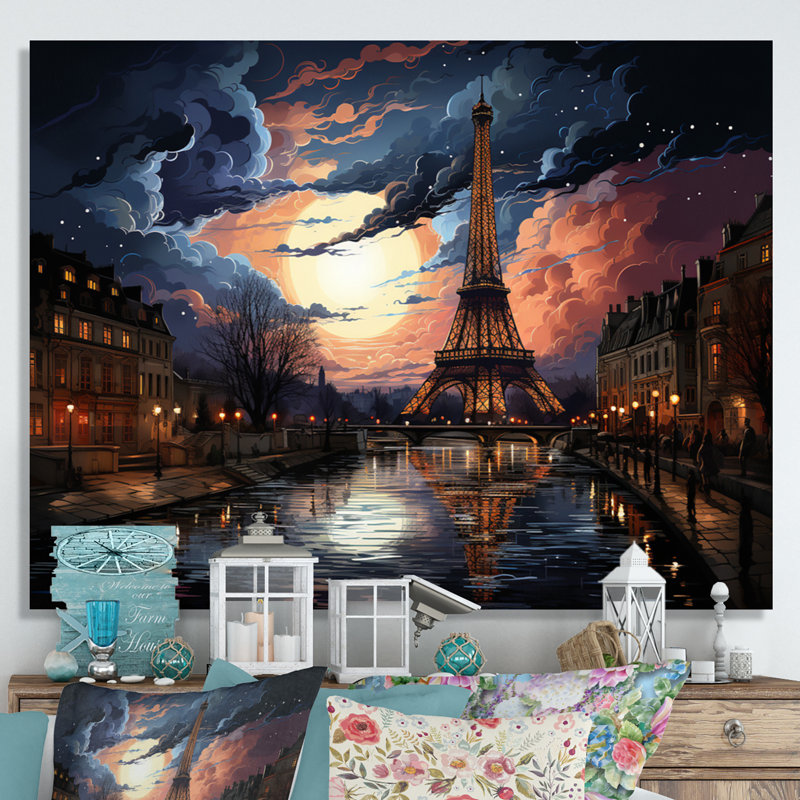 «Futuristic Paris Eiffel Tower Scenery IV», reproduction sur toile, H 12 po x l 20 po x P 1 po, Toile tendue