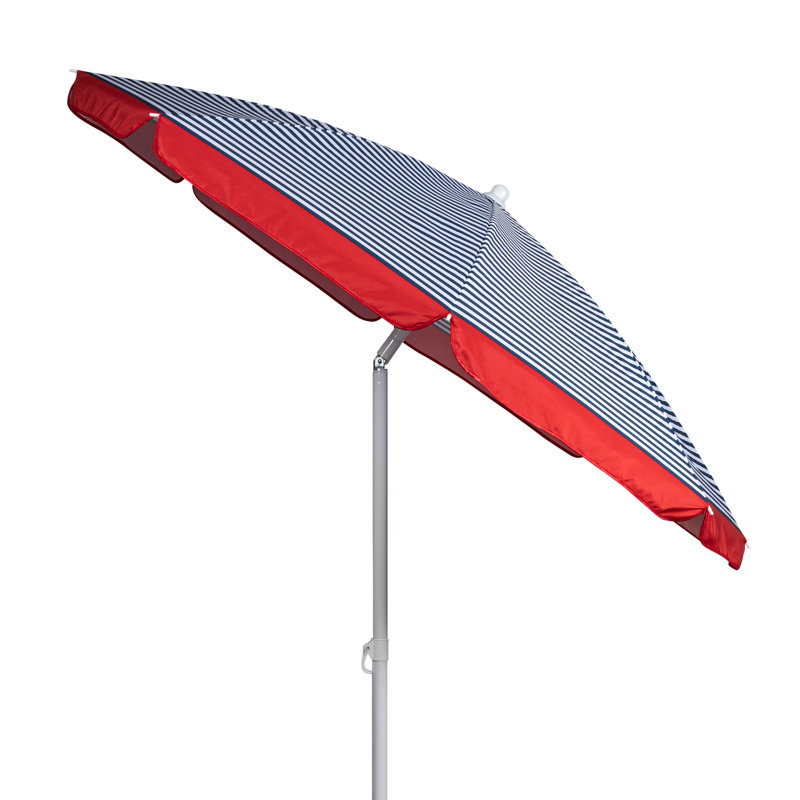 Chaise de plage avec parasol Edwin, Rayures bleues
