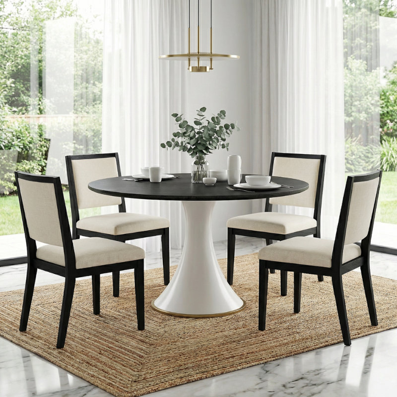 Table bistro moderne en bois massif pour table de salle à manger, H 29,52 po x L 43,31 po x l 43,31 po