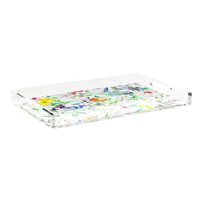 Garden Fantasia Acrylic Rectangle Decorative Tray, 22"W x 14.5"D x 2”H