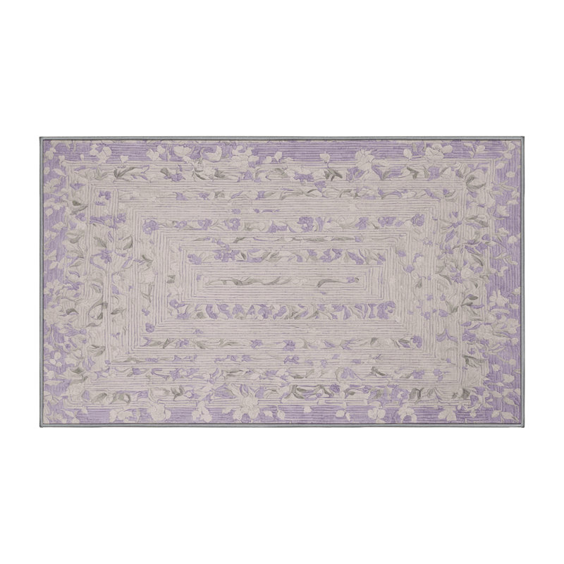 Machine Washable Gray Area Rug, Rectangle 6' x 9'