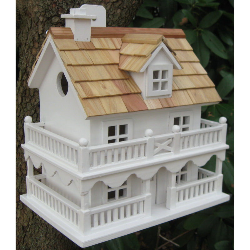 Classic Series Novelty Cottage 10.5'' H x 7.5'' W x 11'' D Birdhouse, White