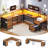 Rockville 108.2'' W L-Shaped Computer Desk with Drawers and Power Outlets-889821902