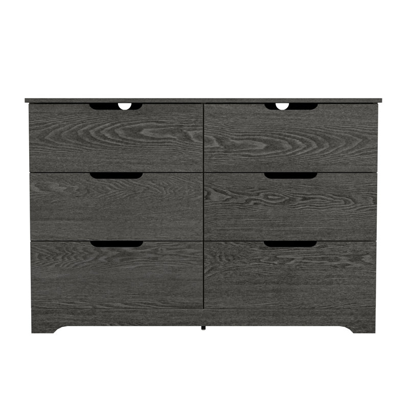 Commode 6 tiroirs Aroob, Chêne gris foncé