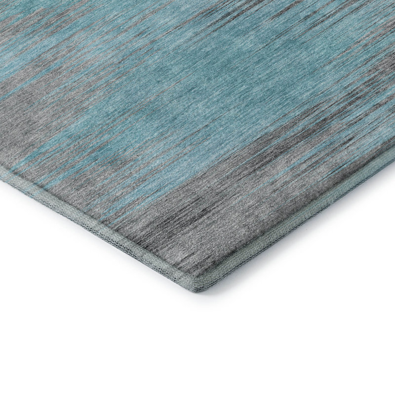 Premium Machine Washable Prisco Teal Rug, Rectangle 10' x 14'