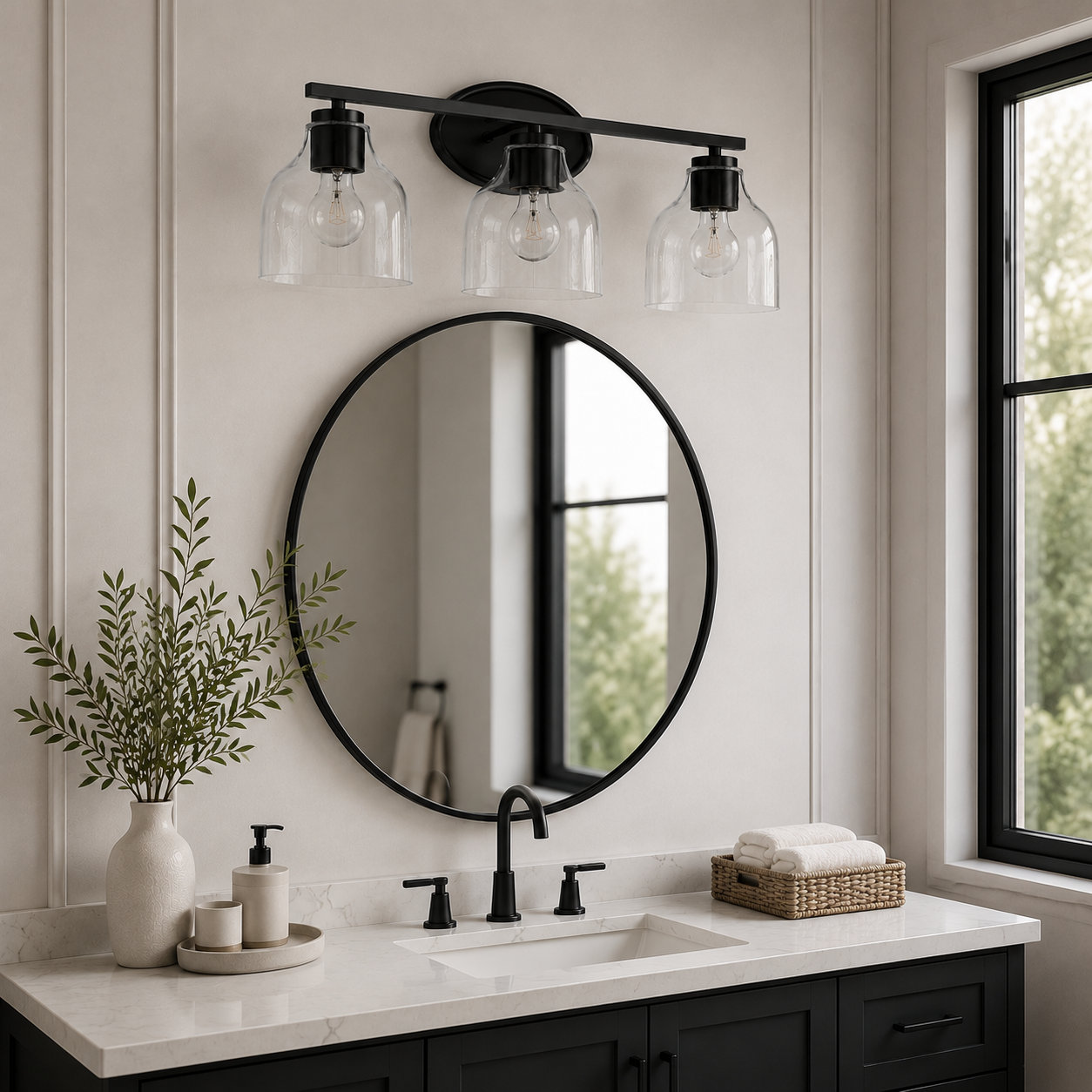 Dimmable Vanity Light, 3, Matte Black