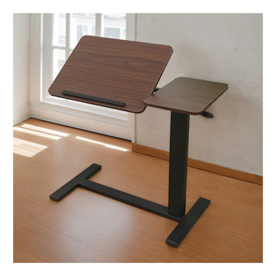 Bedside Table,Folding Overbed Bedside Desk Mobile Rolling Laptop Stand Tilting Overbed Table With Wheels Height Adjustable Tray Table For Laptop Bed Sofa Side Table (WALNUT) BACK-TO-SCHOOL