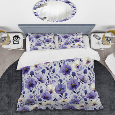 Ensemble de housse de couette Modern Flower Mauve Lavender Delight III