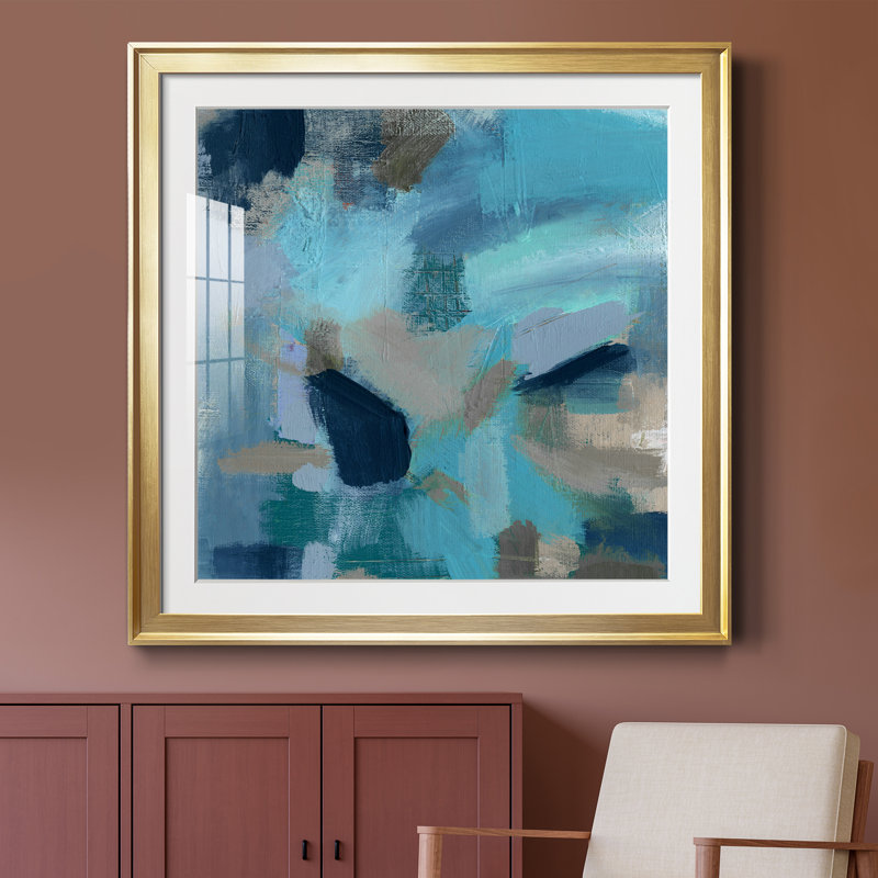 Painted Elephant II - Peinture encadrée, Encadrement doré, H 34,5 po x l 34,5 po x P 1,5 po