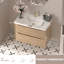 Meuble-lavabo simple mural moderne de 91 cm (36 po) au fini chêne naturel et lavabo intégrée.-510614022