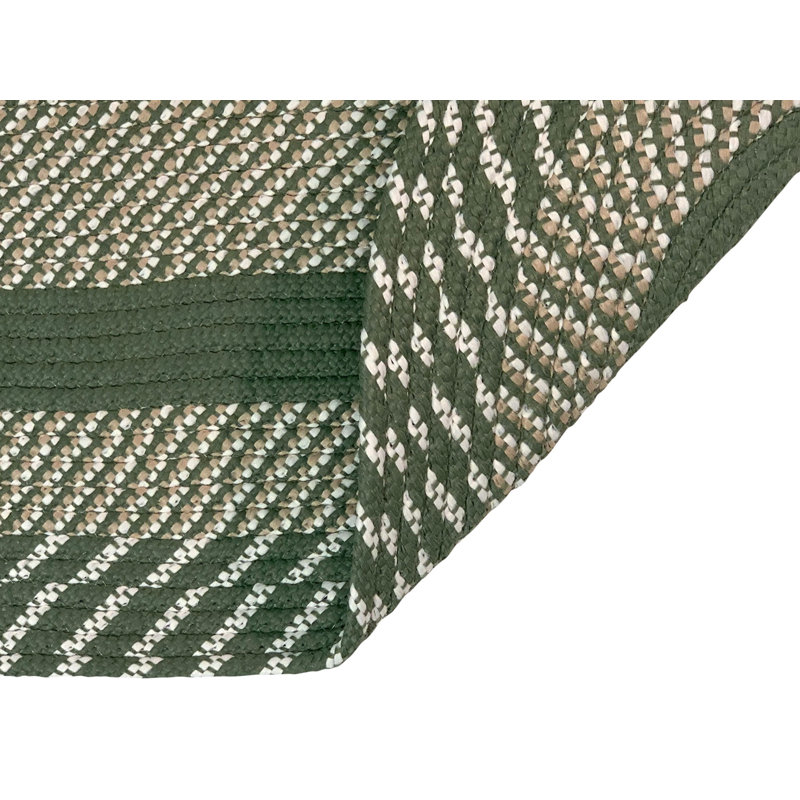 Rockridge Geometric 100% Polypropylene Indoor Braided Area Rug - Sage, 24" x 108" Runner