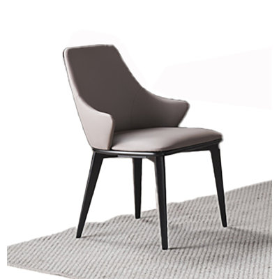 Chaise avec accoudoirs à dossier rembourré en similicuir gris clair Nannie