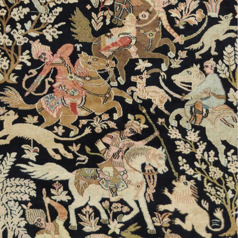 Tapis en soie noué à la main Indo Kashmiri