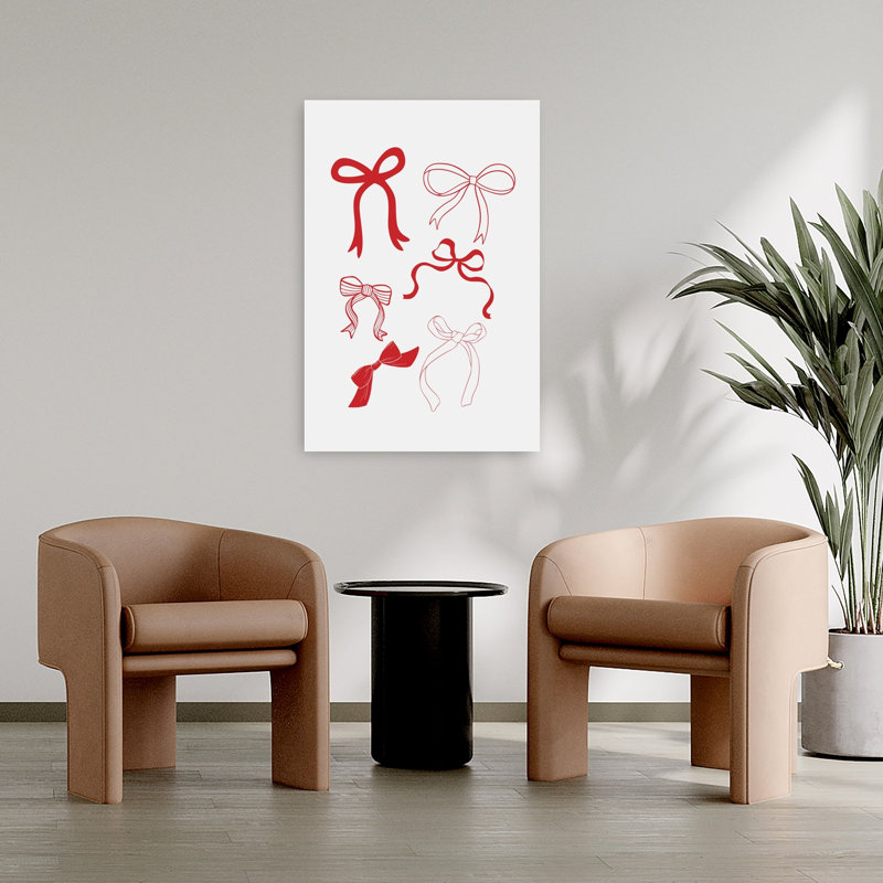 Festive Red Bows, impression élégante sur toile, 36" H x 24" W