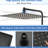12" Stainless Steel Shower Head With Adjustable Arm - Waterfall Experience 12 Inch Luxury In Matte Black Chic