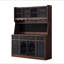 Armoire de rangement autoportante l 63 po avec huche, grand bar à café avec 6 tiroirs, 4 armoires avec tablettes réglables, panneau perforé, prise de courant