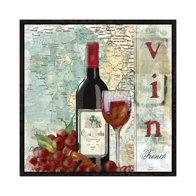 Vin by Carol Robinson - Print on Canvas, Black Framed, 45.72 cm H x 45.72 cm W