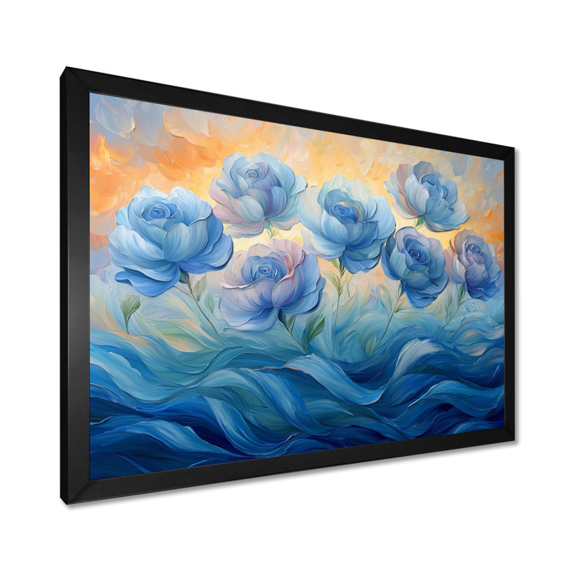 Ishaanvi, pivoines bleues en harmonie I - pivoines, art mural, H 30 po x l 40 po, Reproduction encadrée d'une seule photo