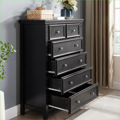 Armoires | Commode 6 tiroirs Farmhouse Modern | Organisateur de rangement pour garde-robe | Noir | Panneau de fibres à densité moyenne | Salon