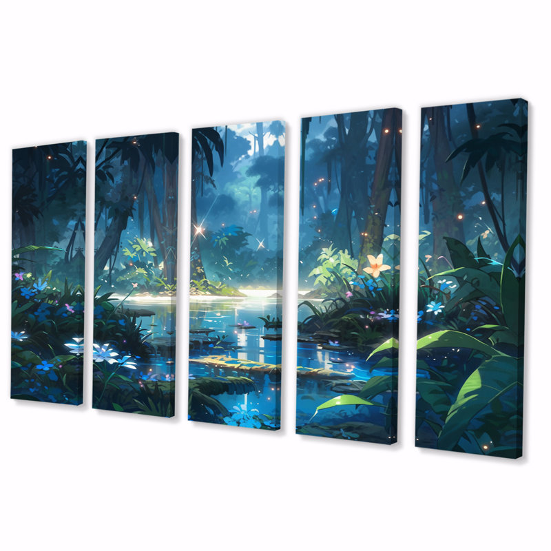 Wild Jungle - Forest Canvas Print - 5 Equal Panels
