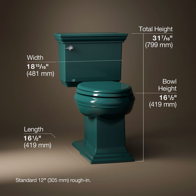 Memoirs™ 1.28 GPF Water Efficient Elongated Two-Piece toilet (Seat Not Included), Teal