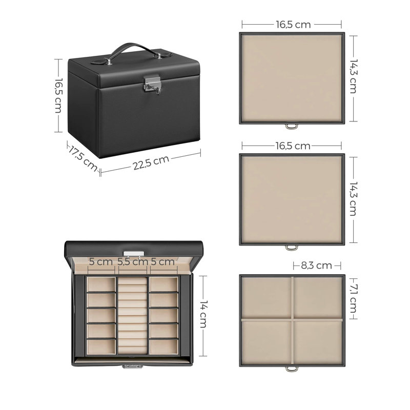 Wood Jewellery Box +, Black