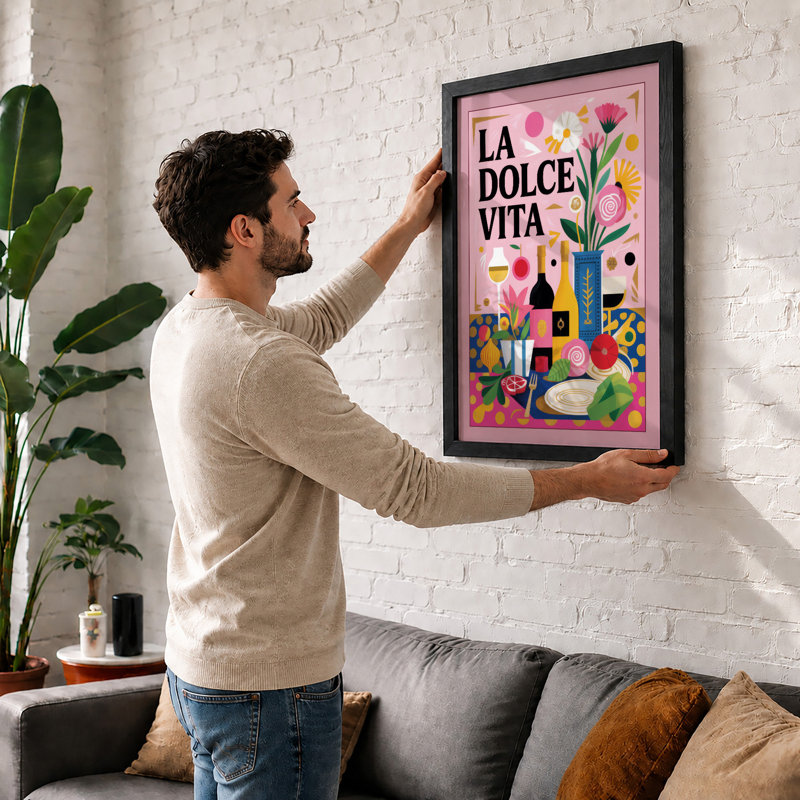La Dolce Vita Modern - Framed Print, A2 - 59.4 x 42.0 cm, Oak